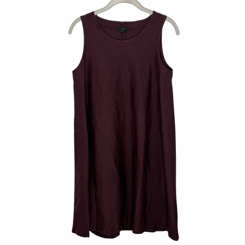 COS Women’s Maroon Sleeveless Cotton Denim A Line Dress Size Small